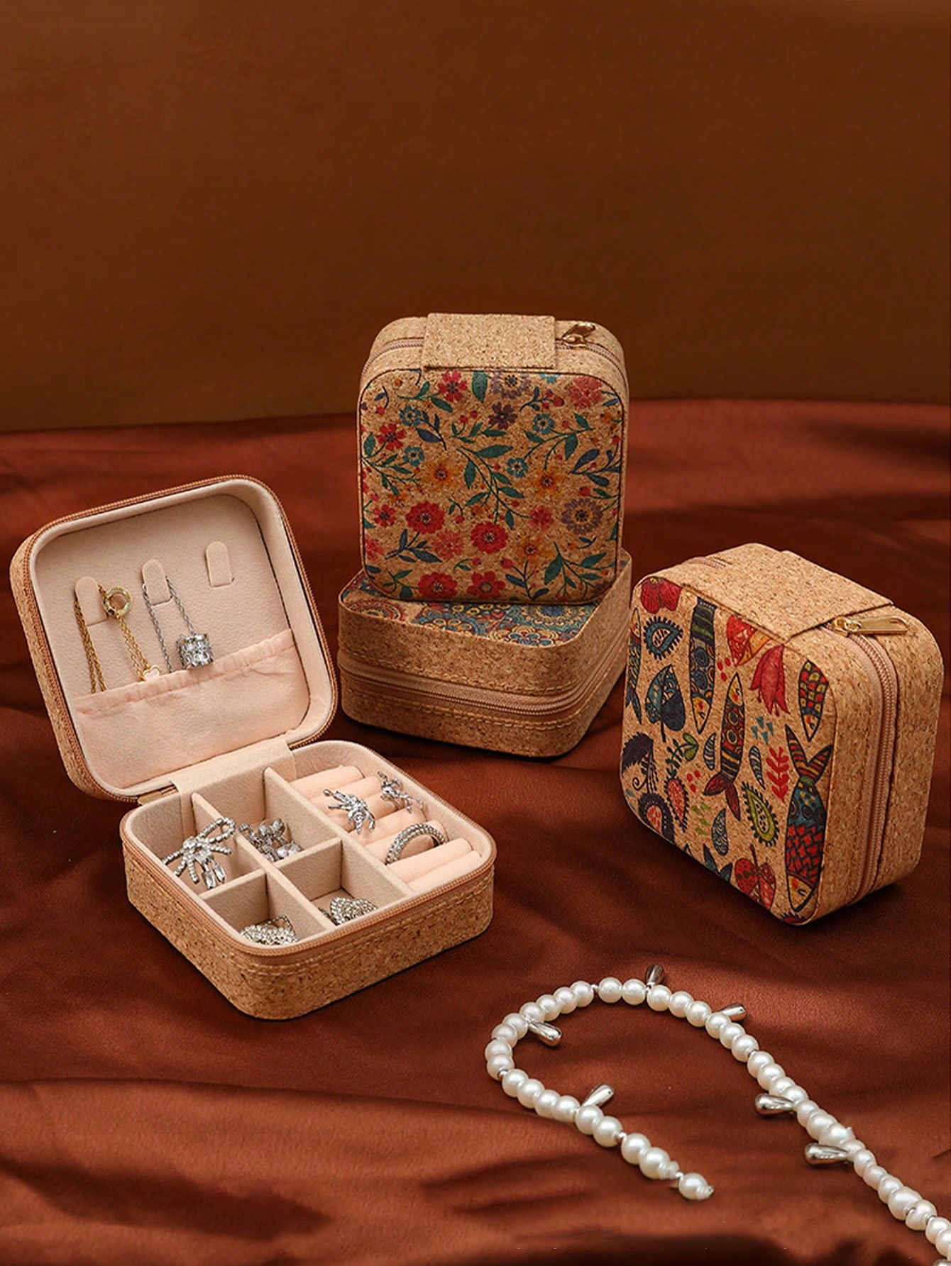 Travel Accessories Jewelry - Square Vintage Bohemian Pattern Travel‑friendly Jewelry