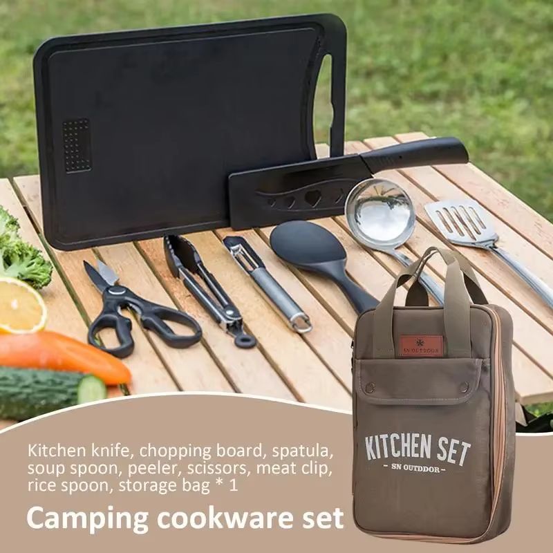 8pcs Camping Kitchen Cookware  - Travel Kitchen Accessories ulasan dan harga