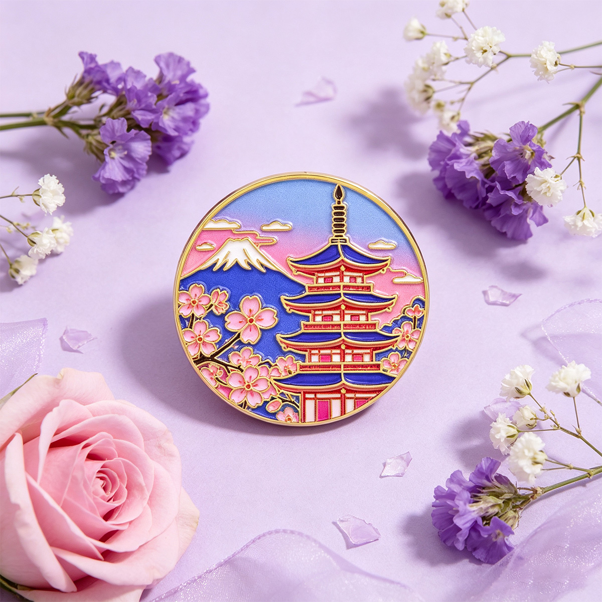 Japanese Cherry Blossom Enamel - Travel Accessories Jewelry ulasan dan harga