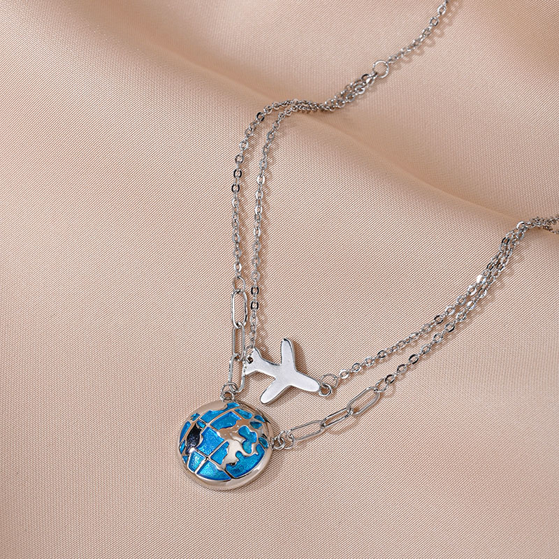 Fashion Double Chain Globe Air - Travel Accessories Plane ulasan dan harga