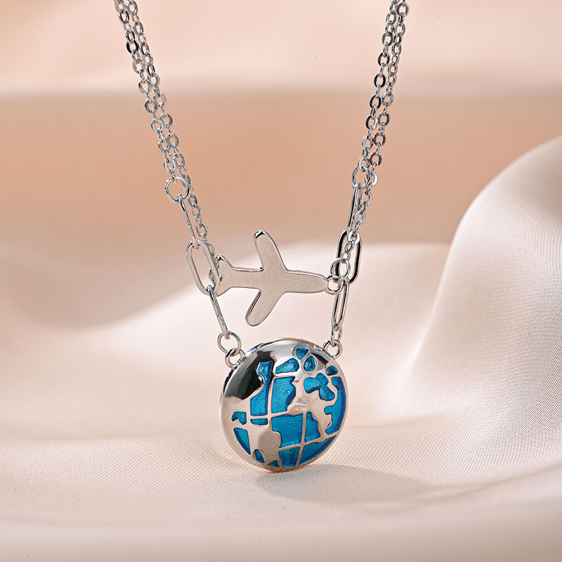 Fashion Double Chain Globe Air - Travel Accessories Plane ulasan dan harga