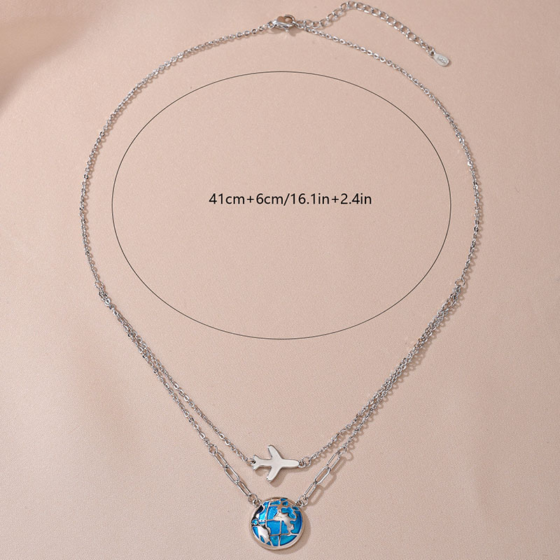 Fashion Double Chain Globe Air - Travel Accessories Plane ulasan dan harga